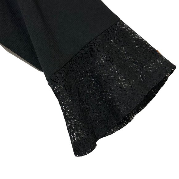 AGB women’s size 1X flowy black semi sheer black lace cuffs blouse - Picture 2 of 7